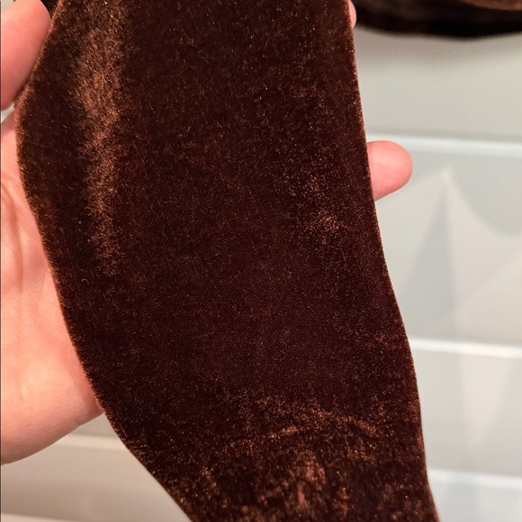 Free People Chocolate Velvet Puff Sleeve Blouse XS - Picture 3 of 5